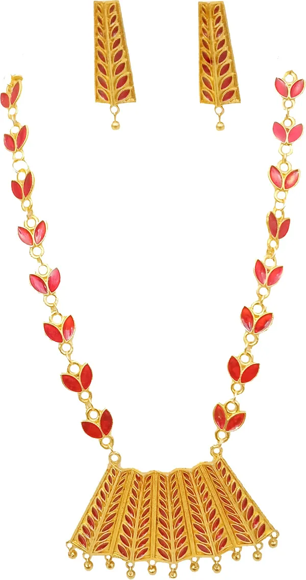 Assamese_Traditional_Red_Colour_Pendant_Jewellery_Set_For_Women